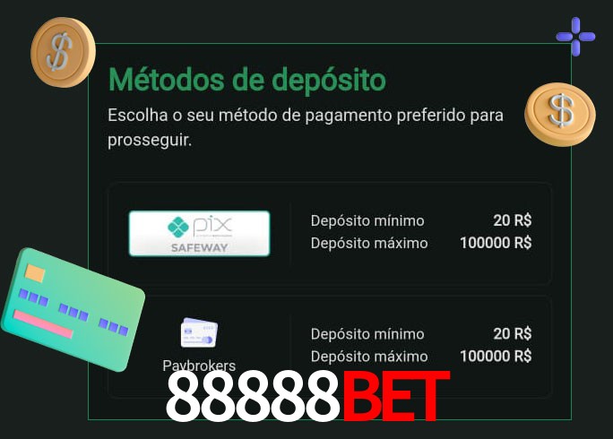 O cassino 88888BET oferece uma grande variedade de métodos de pagamento